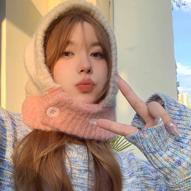 One-piece Knitted Balaclava With Built-in Neck Warmer And Ear Protection