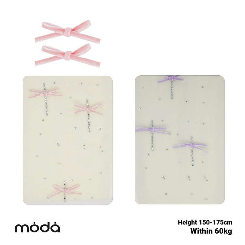 Velvet Bow Rhinestone White Stockings