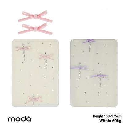 Velvet Bow Rhinestone White Stockings