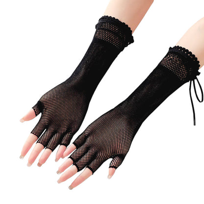 Halloween Anime Sexy Lace-up Sexy Mesh Lace-up Long Gloves