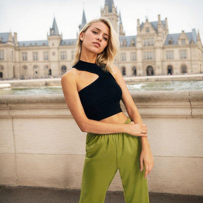 Women's Spring And Summer New Street Fashion Sleeveless Vest Trendy Irregular Short Top