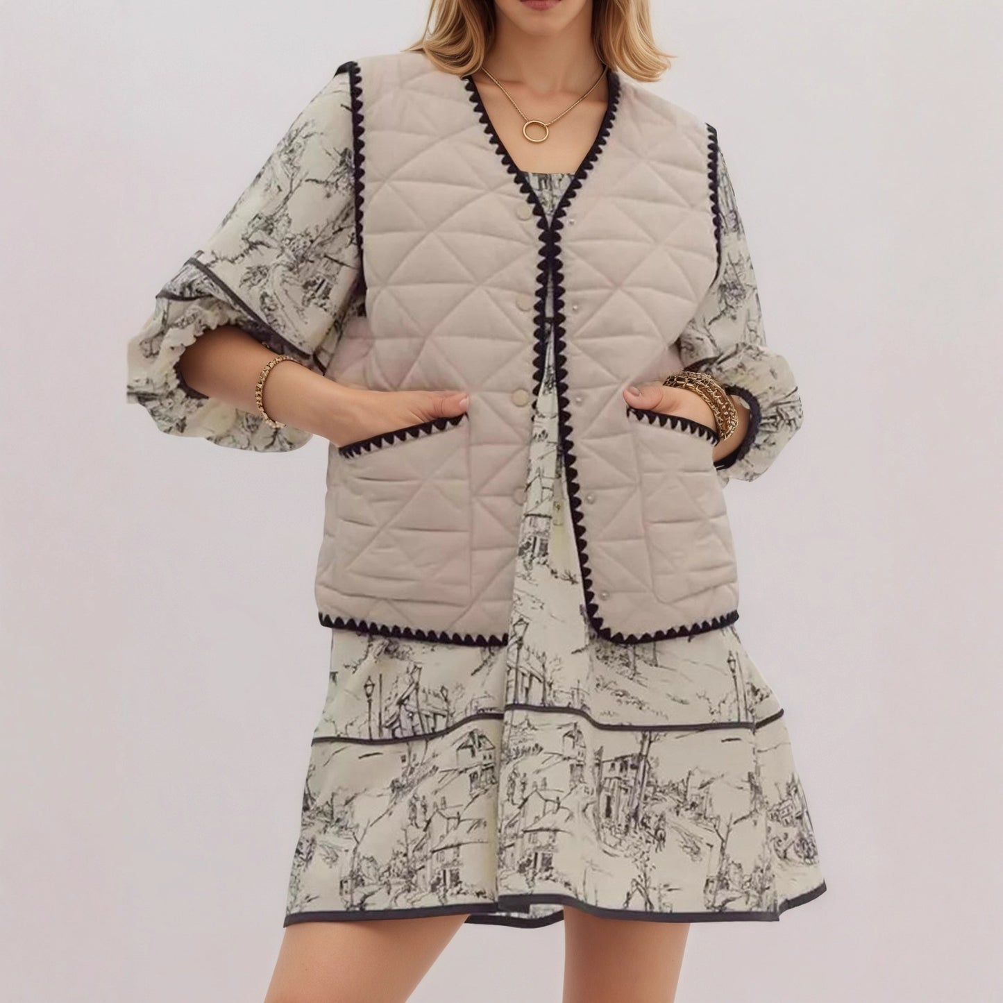 Autumn Winter Women's Cotton Padded Vest With Designer Style