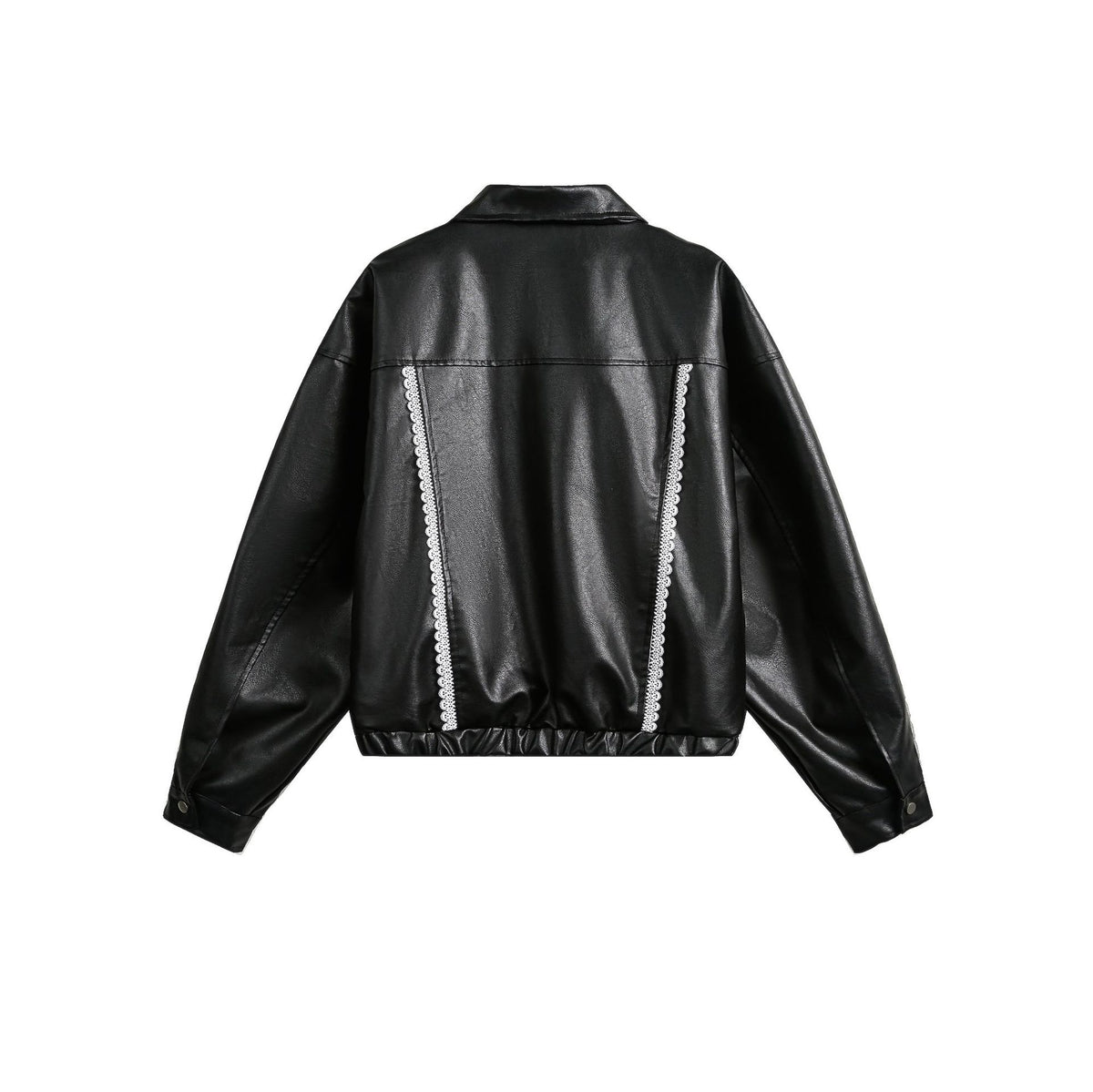 Women's Street Black Lace Love Number Embroidered Lapel Jacket