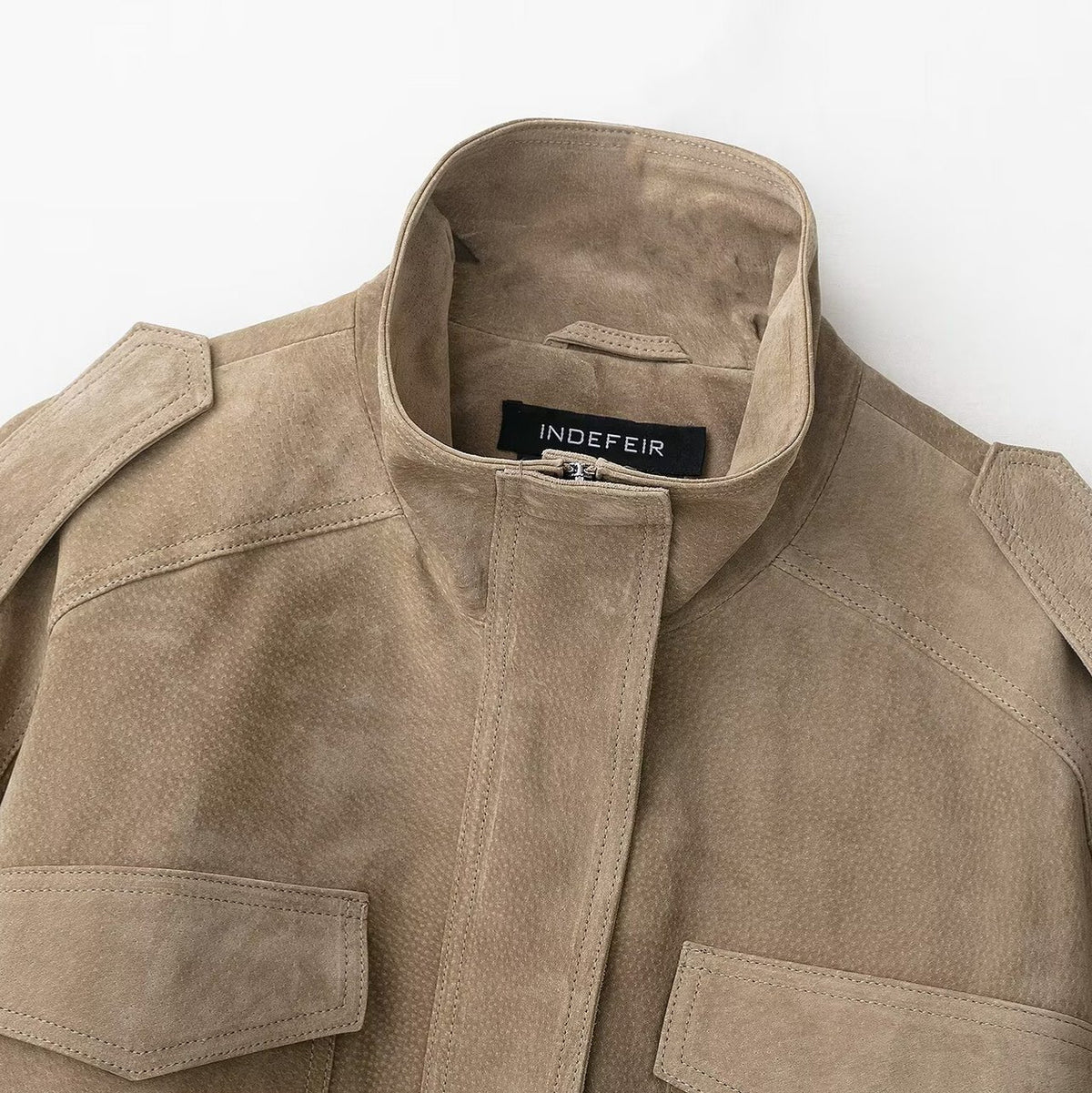 Temperament Women's Suede Texture Leather Coat