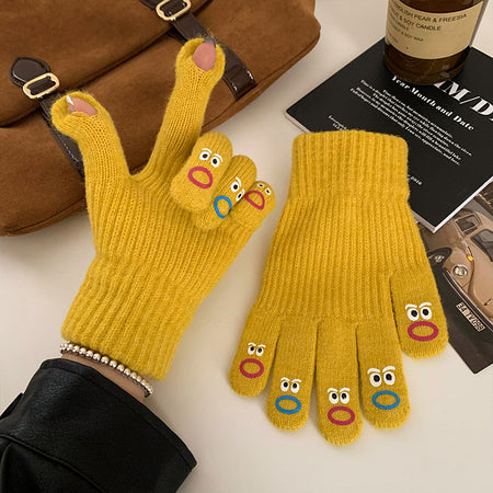 Winter Fingerless Knitted Gloves Touchscreen Warm Windproof