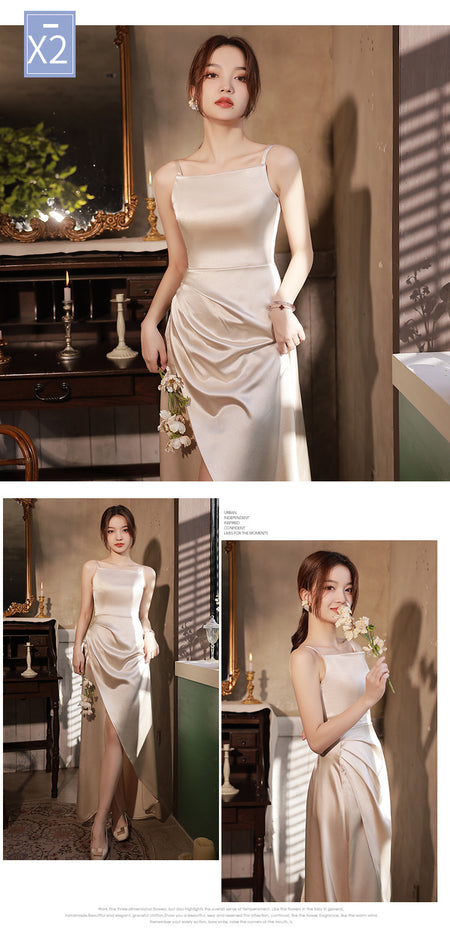 Simple And Light Luxury Satin Sisters Group Party Formal Dress