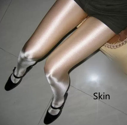 Seamless Crotchless Oil-soaked Stockings Glossy Aurora-like Seamless Apple-shaped Buttock Stockings