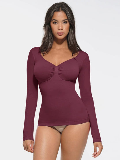 Seamless Diamond Neck Bust Support Waist And Tummy Control Shaping Top