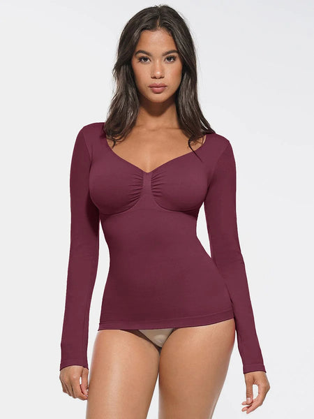Seamless Diamond Neck Bust Support Waist And Tummy Control Shaping Top