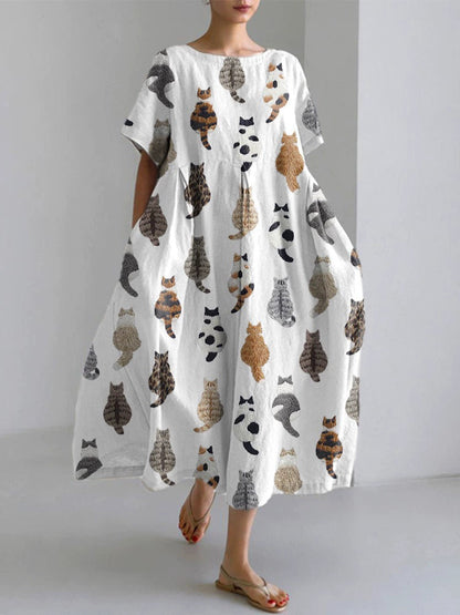 3D Digital-Print Short-Sleeve Casual Dress