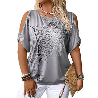 Women's Loose Round-neck Off-shoulder Top
