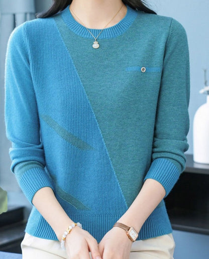 Womens Crew-neck Pullover Knit Top