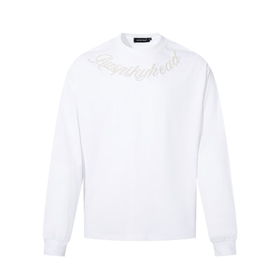 Beaded Letter Pearl Heavyweight Crewneck Hoodie For Couples