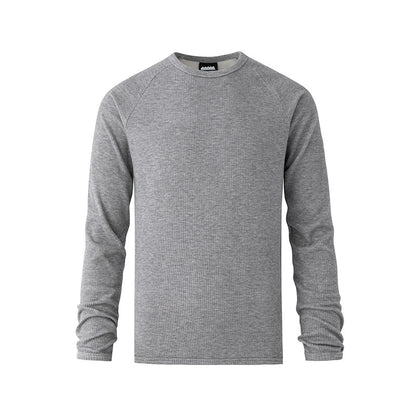 Mens Solid-Color Crew-Neck Long-Sleeve T-Shirt Autumn Slim-Fit Base Layer Top