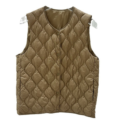 Layered Inner Wear, Short Round-neck Lightweight Down Vest Jacket