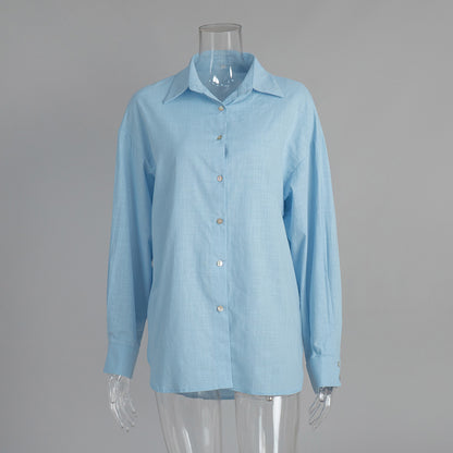 Casual Solid-color Minimalist Loose-fit Shirt