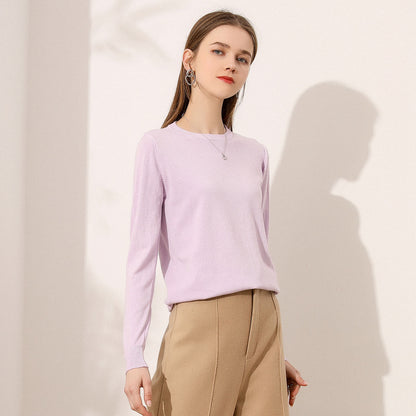 Lightweight Long-sleeve Crew-neck Wool Knit Sweater