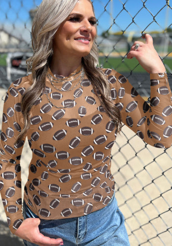 Black Game Day Rugby Mesh Sheer Long Sleeve Top