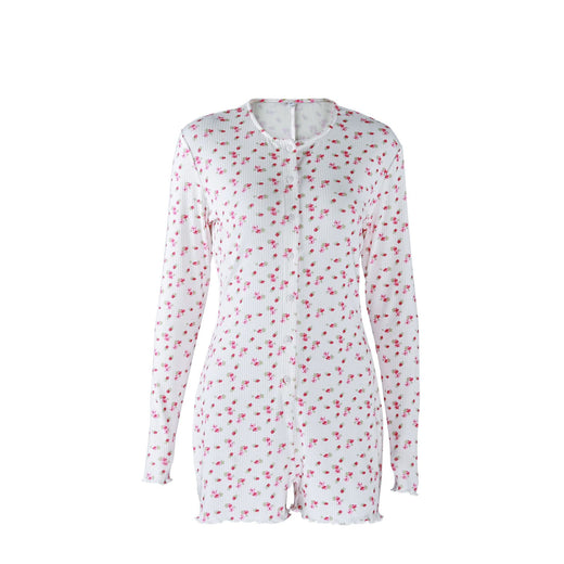 Hemstitched Print Ruffle One-piece Bodysuit