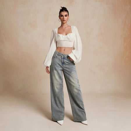 Loose Slightly Flared Street-style Trousers