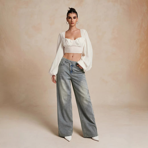 Loose Slightly Flared Street-style Trousers
