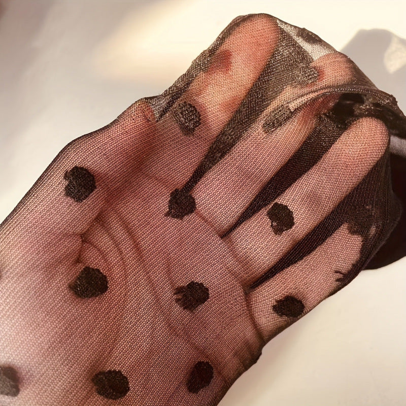 Black White Polka Dot Sheer Ankle Socks