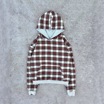 Hip Hop Double-sided Retro Plaid Casual Sweater