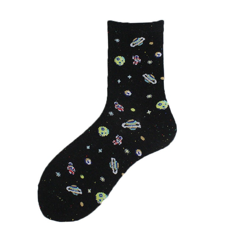 Women's Cotton Socks Cosmic-themed Creative Floor-length Stockings