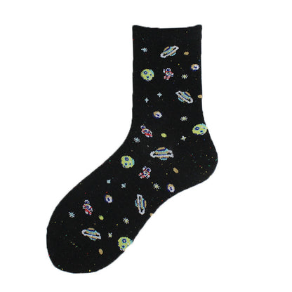 Women's Cotton Socks Cosmic-themed Creative Floor-length Stockings