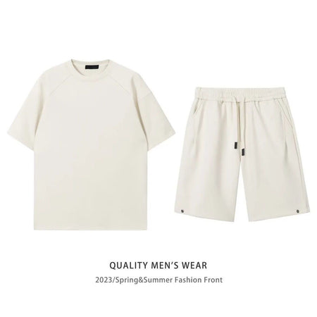 Simple Loose Couple Style Short-sleeved Shorts Two-piece Suit