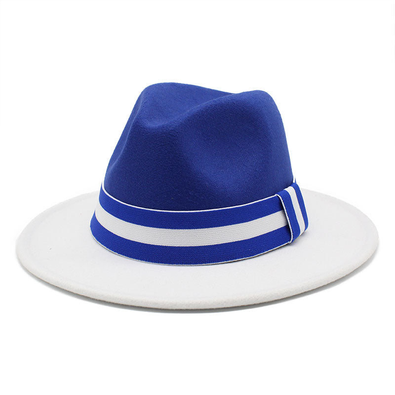 Fashionable Two-tone Patchwork Wool Top Hat