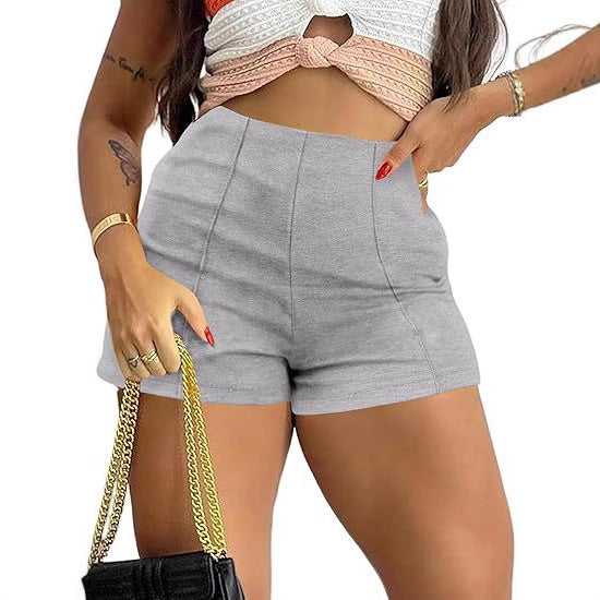 Stitched-detail Zipper Skinny Skater Shorts
