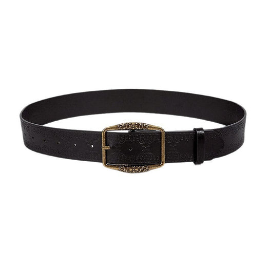 New Retro Embossing Belt Brown Alloy Ethnic Style