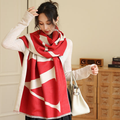 Female Versatile Fashion Thickened Warm Cashmere Scarf