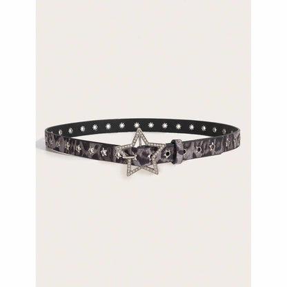Creative Women's Star Rivet Metal Eyelet PU Belt