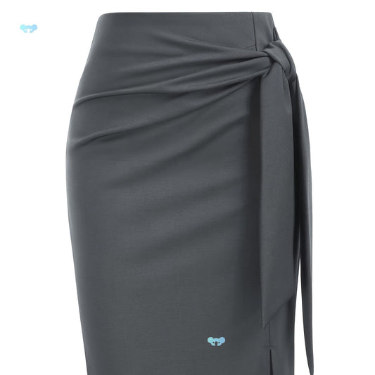 Elegant Monochrome High-waisted Knee-length Skirt For Women