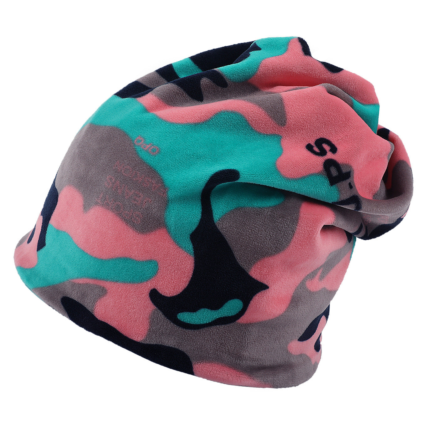 Double-layer Short-pile Bonnet With Multi-colored Plaid Pattern
