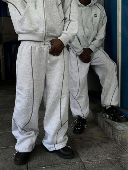 Street Hooded Cardigan Sweater Men's And Women's Same Loose Hooded Sweatpants Suit