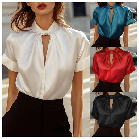 Women's Satin Short-sleeve Top Shirt