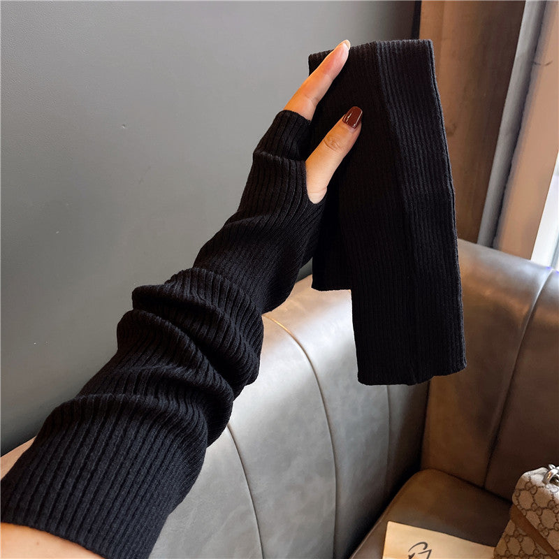 Versatile Gloves For Girls Arm Warmers Knitted Sleeves Long Fingerless Covers