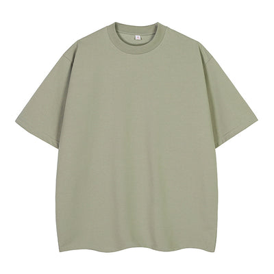Double Yarn Short Sleeve Sweat-absorbing Cotton T-shirt Top