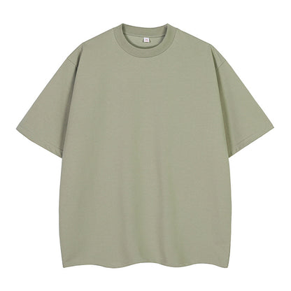 Double Yarn Short Sleeve Sweat-absorbing Cotton T-shirt Top