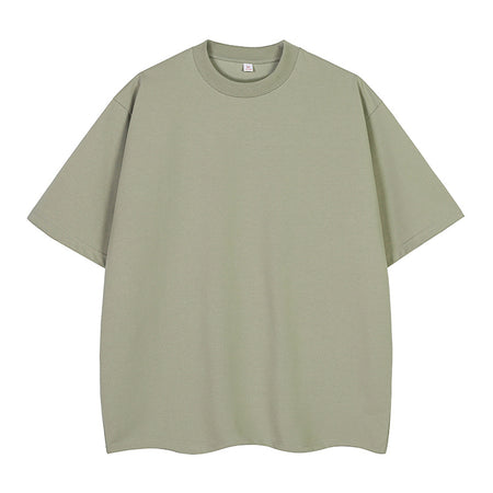 Double Yarn Short Sleeve Sweat-absorbing Cotton T-shirt Top