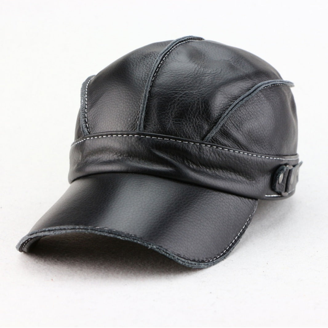 Korean-style Trendy Unisex Top-layer Cowhide For Autumn And Winter Fashionable And Casual Baseball Cap