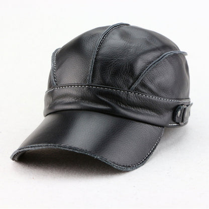 Korean-style Trendy Unisex Top-layer Cowhide For Autumn And Winter Fashionable And Casual Baseball Cap