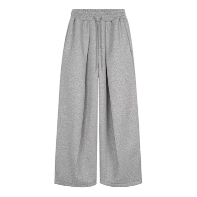 Embroidered Pleated Drawstring Sweatpants For Women Loose Straight Fit