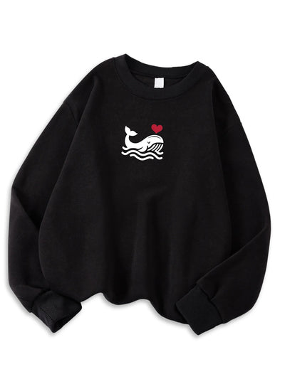 Womens Casual Sweatshirt With Print Cozy Hoodie For Fall Soft Wool Blend