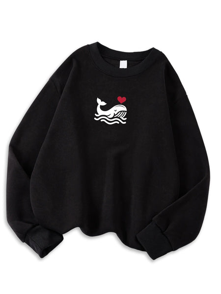 Womens Casual Sweatshirt With Print Cozy Hoodie For Fall Soft Wool Blend