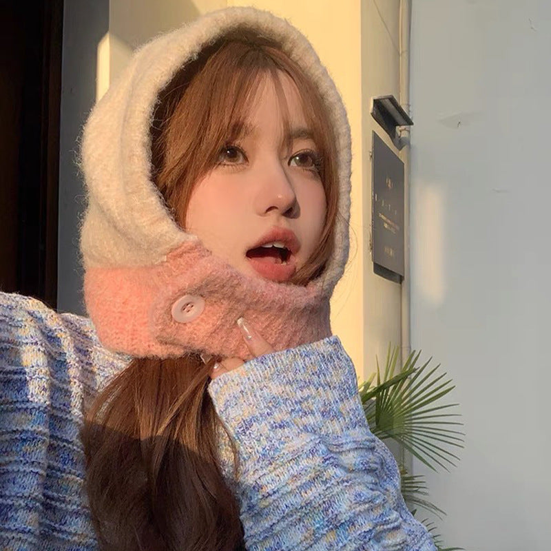 One-piece Knitted Balaclava With Built-in Neck Warmer And Ear Protection