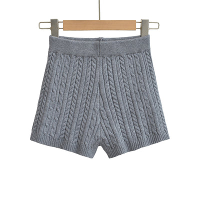 Versatile Solid-Color Tight Knitted Shorts